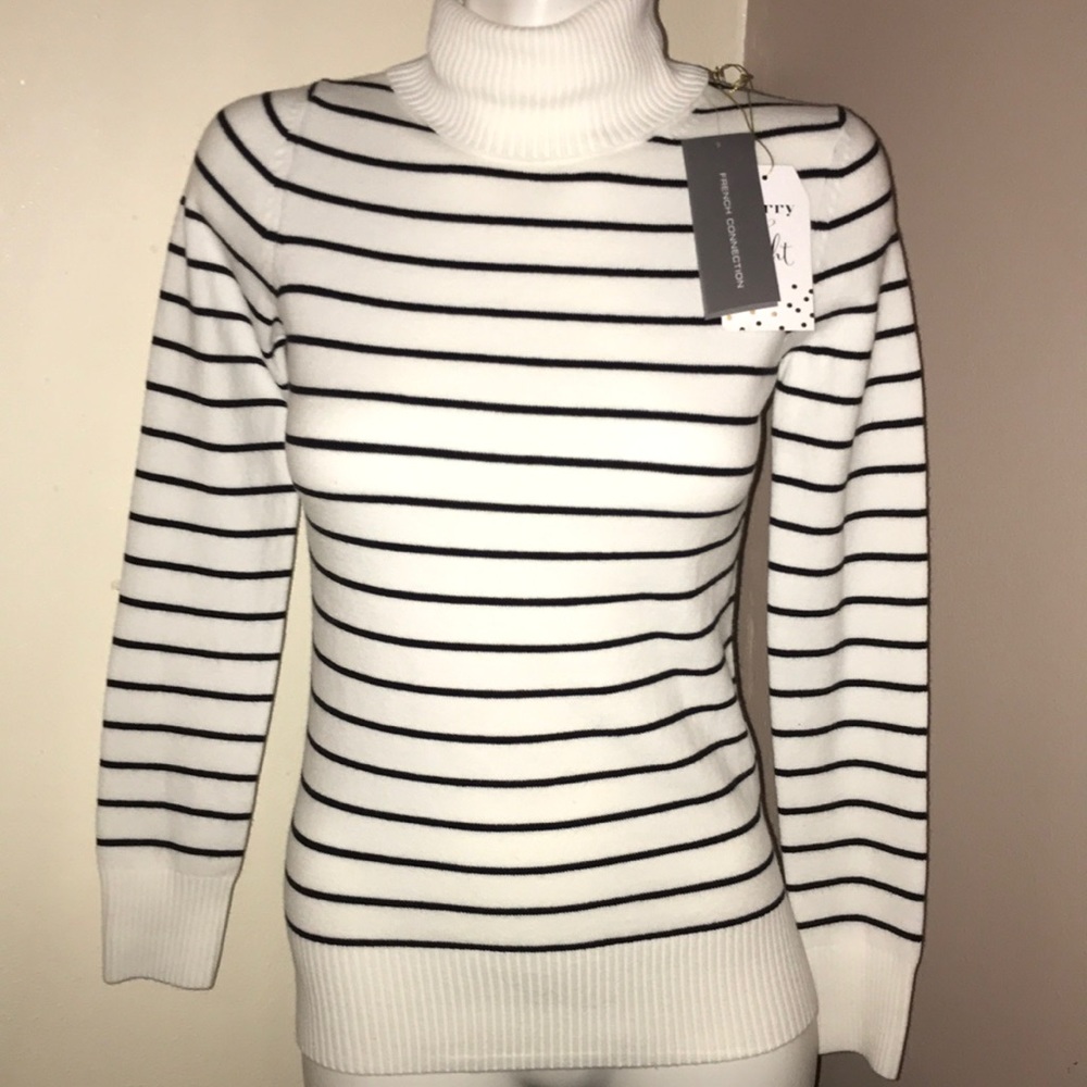 NWT FRENCH CONNECTION S Turtleneck stripe sweater